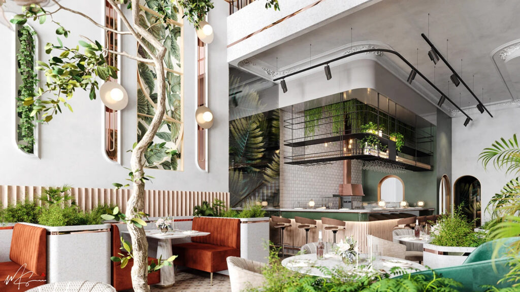 interior-designer-new-cairo-restaurant-greenery-seating