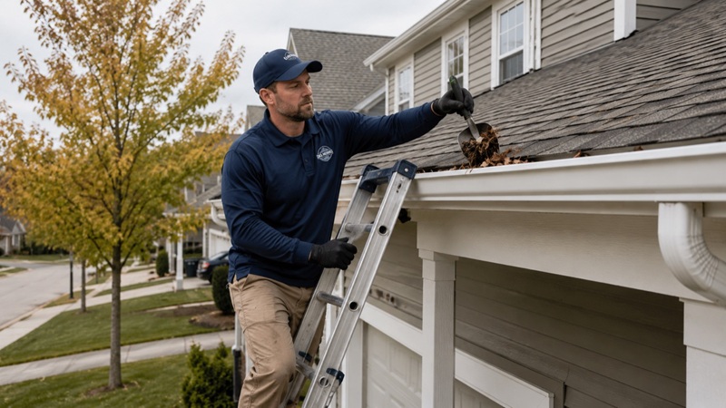 gutter-cleaning-des-moines-technician-ladder-fall